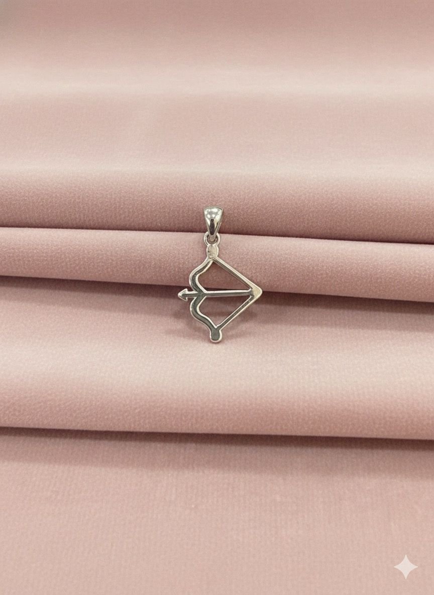 92.5 Silver Archer’s Bow & Arrow Sagittarius Zodiac Pendant 